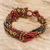 Beaded wristband bracelet, 'Flower Harmony in Russet' - Handmade Beaded Wristband Bracelet