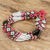 Beaded wristband bracelet, 'Flower Harmony in Rose' - Handmade Glass Bead Bracelet (image 2) thumbail