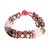 Beaded wristband bracelet, 'Flower Harmony in Rose' - Handmade Glass Bead Bracelet thumbail
