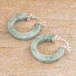 Jade hoop earrings, 'Conexion in Light Green' - Light Green Jade Hoop Earrings