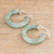 Jade hoop earrings, 'Conexion in Light Green' - Light Green Jade Hoop Earrings (image 2b) thumbail