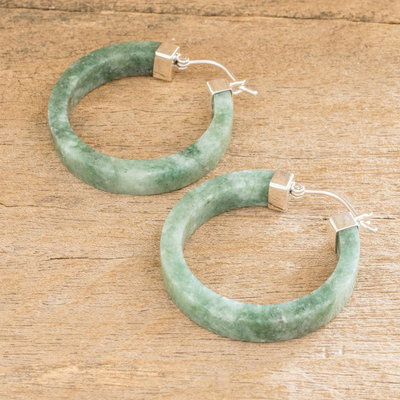Pendientes aro jade - Pendientes de aro de jade hechos a mano