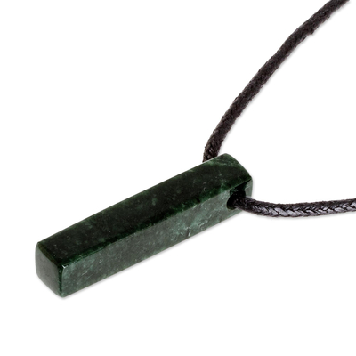 Jade pendant necklace, 'Dark Green Monolith' - Unisex Jade Necklace