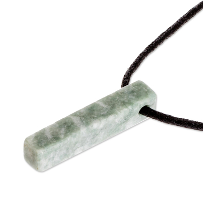 Jade pendant necklace, 'Light Green Monolith' - Light Green Jade Necklace