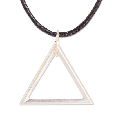 Sterling silver pendant necklace, 'Divine Geometry' - Triangular Pendant Necklace