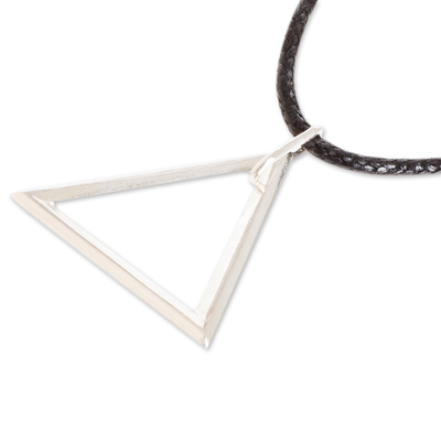 Sterling silver pendant necklace, 'Divine Geometry' - Triangular Pendant Necklace