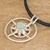 Jade pendant necklace, 'Bright Compass' - Compass Rose Motif Necklace (image 2) thumbail