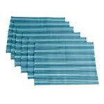 Cotton placemats, 'Tecpan Tradition' (set of 6) - Blue Striped Placemats (Set of 6)