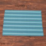 Cotton placemats, 'Tecpan Tradition' (set of 6) - Blue Striped Placemats (Set of 6)