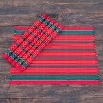 Cotton placemats, 'Red Christmas' (set of 6) - Handloomed Christmas Placemats (Set of 6)
