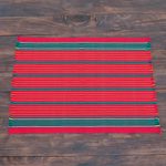 Cotton placemats, 'Red Christmas' (set of 6) - Handloomed Christmas Placemats (Set of 6)