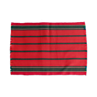 Cotton placemats, 'Red Christmas' (set of 6) - Handloomed Christmas Placemats (Set of 6)