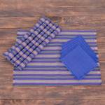 Cotton table linen set, 'Solola Blue' (set for 6) - Blue/Multi Table Linen Set (Set for 6)