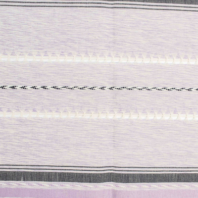 Cotton tablecloth, 'Comalapa Lilac' - Handloomed Lilac Cotton Tablecloth