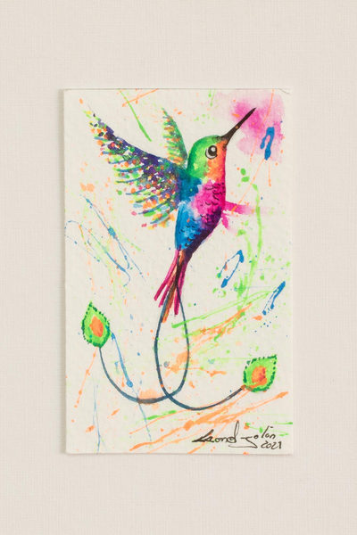 'Bunter Kolibri' - originales Kolibri-Aquarellgemälde