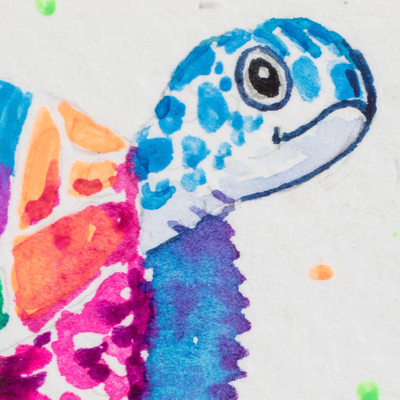 'Sea Turtle' - Pintura colorida de tortugas marinas