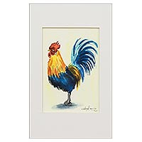 Original Rooster Watercolor Painting,'Bright Rooster'