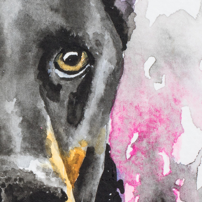 'Canine Love' - Doberman Signed Watercolor Painting