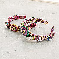 Cotton headbands, 'Pretty Quitapenas' (pair) - Multicolored Cotton Headbands (Pair)