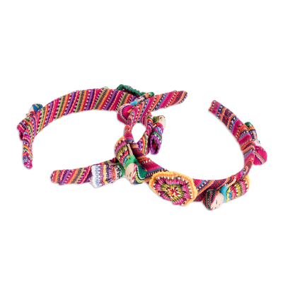 Cotton headbands, 'Pretty Quitapenas' (pair) - Multicolored Cotton Headbands (Pair)