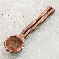 Wood serving spoon, 'Memorable Meal'
