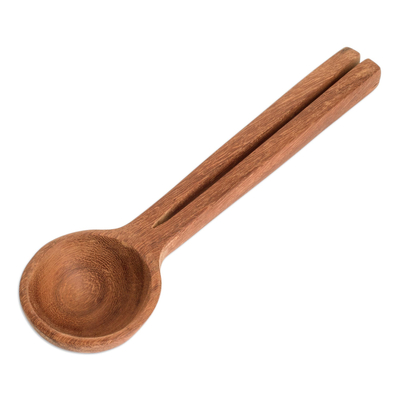 Wood serving spoon, 'Memorable Meal' - Hand Carved Wood Serving Spoon