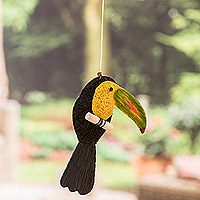Natural fiber mobile, 'Toucan Habitat' - Costa Rican Handmade Natural Fiber Toucan Mobile