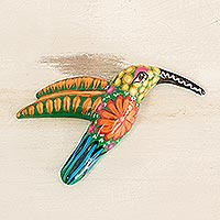 Ceramic figurine, 'Hummingbird Enchantment' - Costa Rican Hand Painted Ceramic Hummingbird Figurine