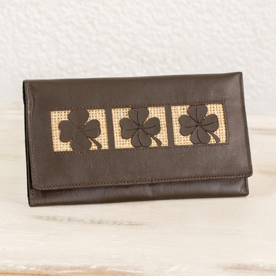 Leather wallet, Brown Lucky Clover