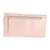 Leather wallet, 'Pale Pink Butterflies' - Jute Trim Pale Pink Leather Butterfly Wallet