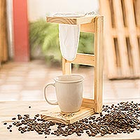 Wood single-serve drip coffee stand, 'Aromatic Mornings'