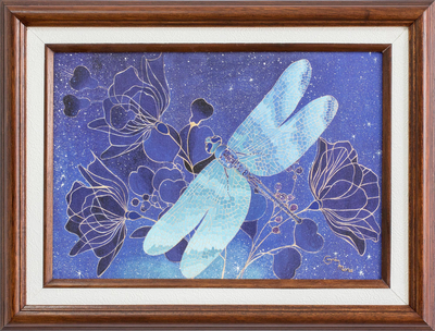 'Dragonflies' - Óleo sobre lienzo que representa una libélula de Costa Rica