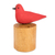 Wood pencil holder, 'Red Summer Tanager' - Hand Carved Summer Tanager Bird Balsa Wood Pencil Holder