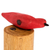 Wood pencil holder, 'Red Summer Tanager' - Hand Carved Summer Tanager Bird Balsa Wood Pencil Holder