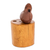 Wood pencil holder, 'Clay coloured Thrush' - Hand Carved Costa Rican Clay coloured Thrush Pencil Holder