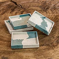 Concrete coasters, 'Modern Mix in Spruce' (set of 4) - Modern Concrete Coasters (Set of 4)