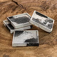 Concrete coasters, 'Modern Mix in Grey' (set of 4) - Square Concrete Coasters (Set of 4)