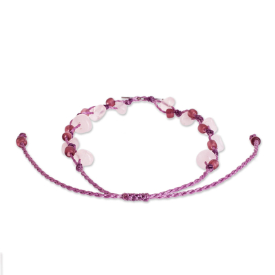Charm-Armband aus Rosenquarzperlen - Handgefertigtes Rosenquarzarmband