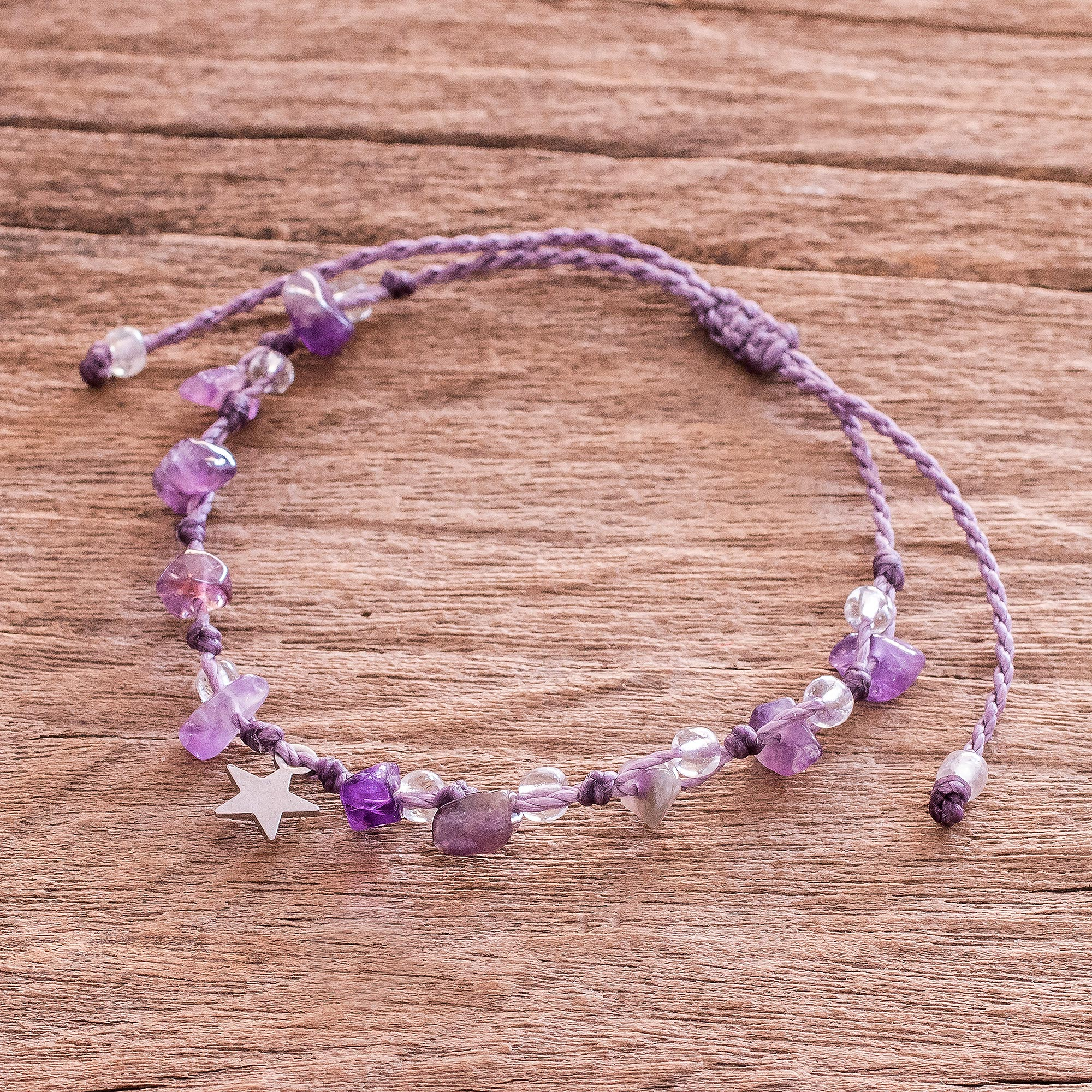 Natural Amethyst Purple Gemstone Bracelet | Felt