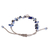 Lapis lazuli beaded charm bracelet, 'Blue Fish' - Fishbone Charm Lapis Lazuli Bracelet