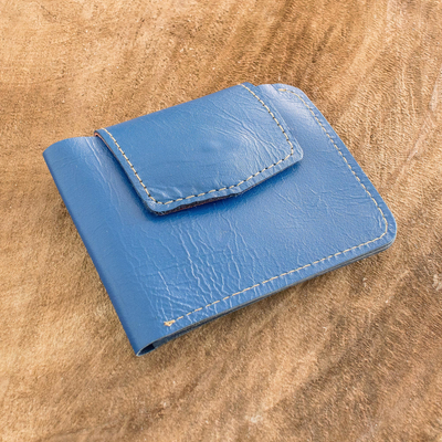 Portemonnaie aus Leder, „Unverzichtbar in Blau“. - Blaue Ledergeldbörse aus Costa Rica
