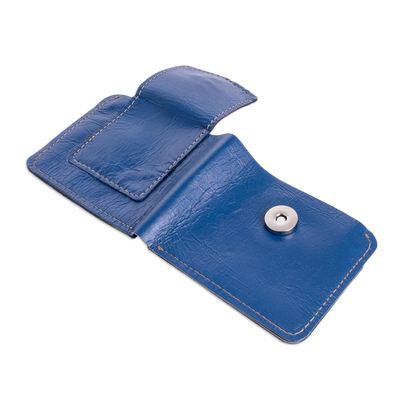 Portemonnaie aus Leder, „Unverzichtbar in Blau“. - Blaue Ledergeldbörse aus Costa Rica