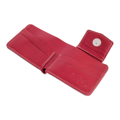 Leather wallet, 'Essential in Red' - Handcrafted Red Leather Wallet