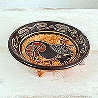 Ceramic catchall, 'Chorotega Toucan' - Pre-Hispanic Replica Terracotta Toucan Ceramic Catchall