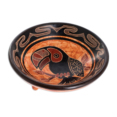Pre-Hispanic Replica Terracotta Toucan Ceramic Catchall