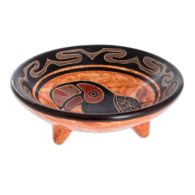 Cajón de cerámica - Réplica prehispánica de tucán terracota catchall de cerámica