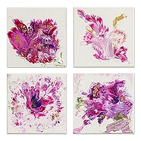 Quadriptych, 'Various Flowers' (set of 4) - Abstract Floral Quadriptych