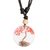 Handcrafted pendant necklace, 'Arbol de la Vida in Red' - Tree of Life Pendant Necklace