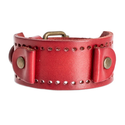 Handcrafted Red Faux Leather Men
