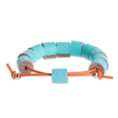 Armband aus Leder - Handgefertigtes, umweltfreundliches blaues Lederarmband aus Costa Rica